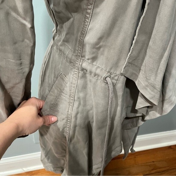 MAX JEANS Drape Front Drawstring Waist Tencel Long Utility Jacket Size Small - Picture 4 of 11